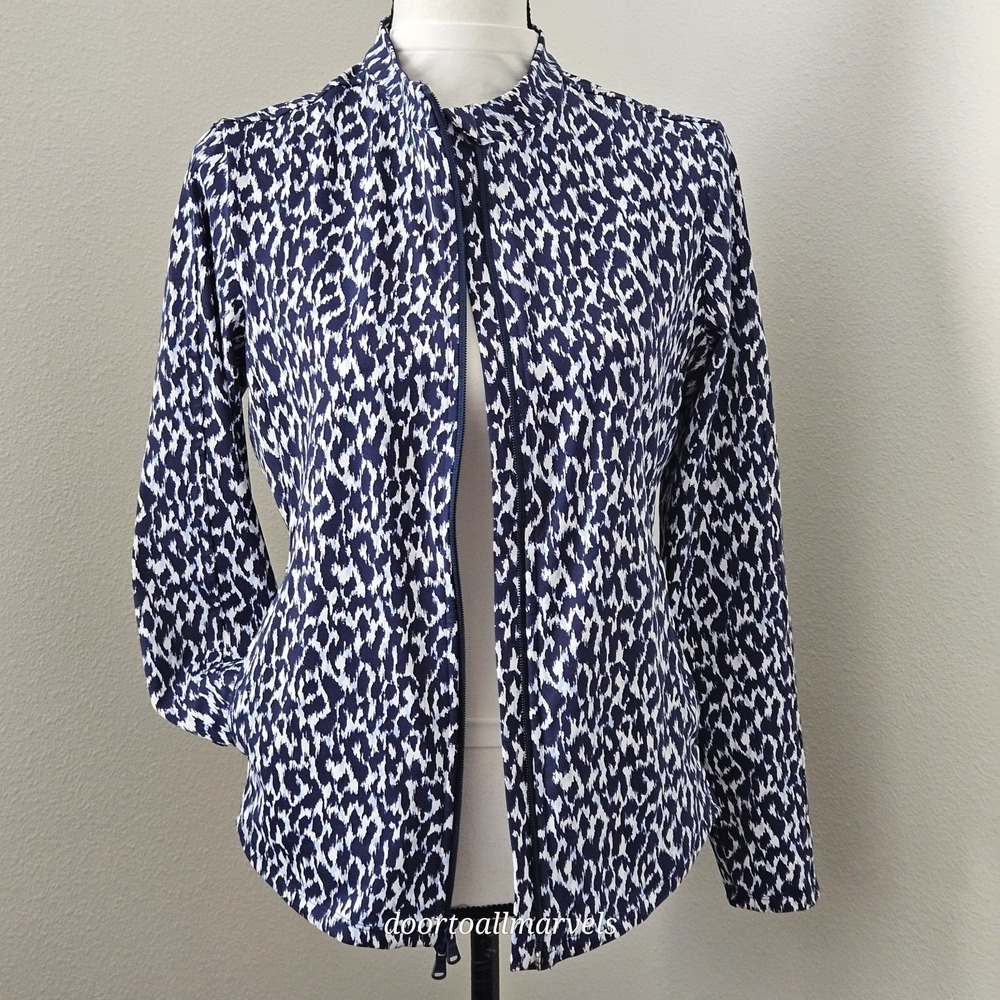 Tommy Bahama Stretch Jacket Island Zone Full Zip Navy Blue Preppy Coastal sz S